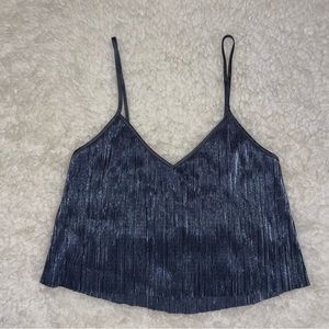 Like new XS shiny Victoria’s secret top blue 100% polyester